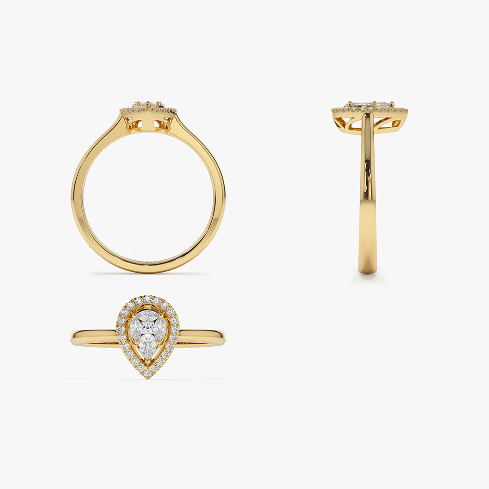 Illusion Set Pear Shape Engagement Ring in 14k - Image 9